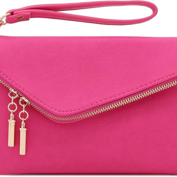 Envelope Wristlet Clutch Crossbody Bag with Chain Strap - Picture 2 of 7